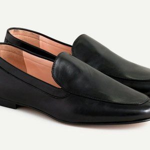 J Crew Womens Cecile Smoking Loafers Slippers Black Leather Flats Shoes Sz 9 NIB
